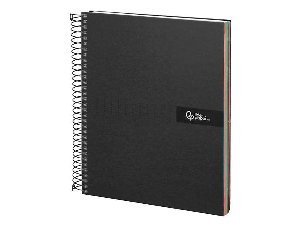 CADERNO ESPIRAL LIDERPAPEL CRAFTY MICRO DIN A4 CAPA FORRADA 120 F 90 GR QUADRICULA 5 MM 5 BANDAS DE CORES 4 CORES COR PR