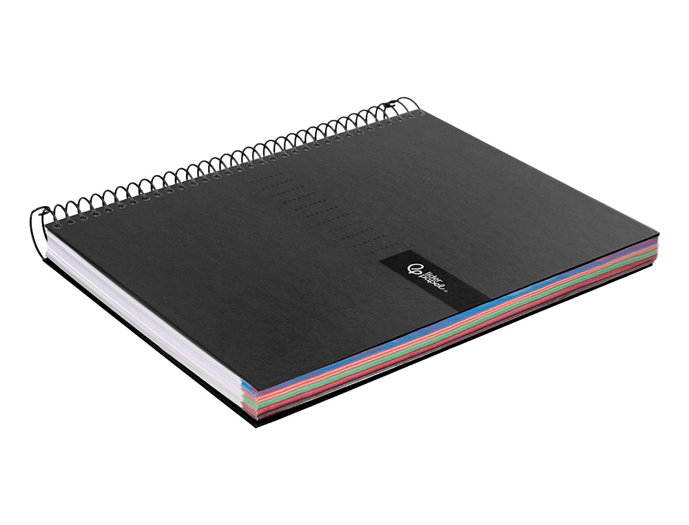 CADERNO ESPIRAL LIDERPAPEL CRAFTY MICRO DIN A4 CAPA FORRADA 120 F 90 GR QUADRICULA 5 MM 5 BANDAS DE CORES 4 CORES COR PR