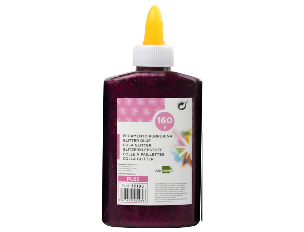 COLA PURPURINA LIDERPAPEL FANTASIA VIOLETA METALIZADO FRASCO DE 160 GR