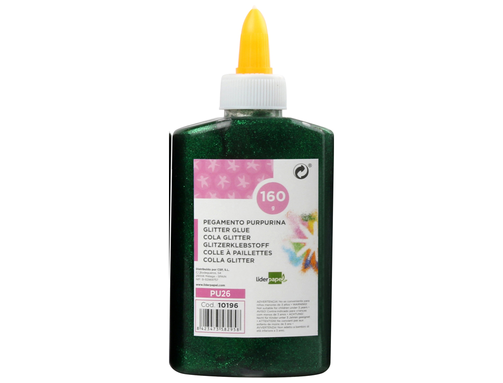 COLA PURPURINA LIDERPAPEL FANTASIA VERDE METALIZADO FRASCO DE 160 GR