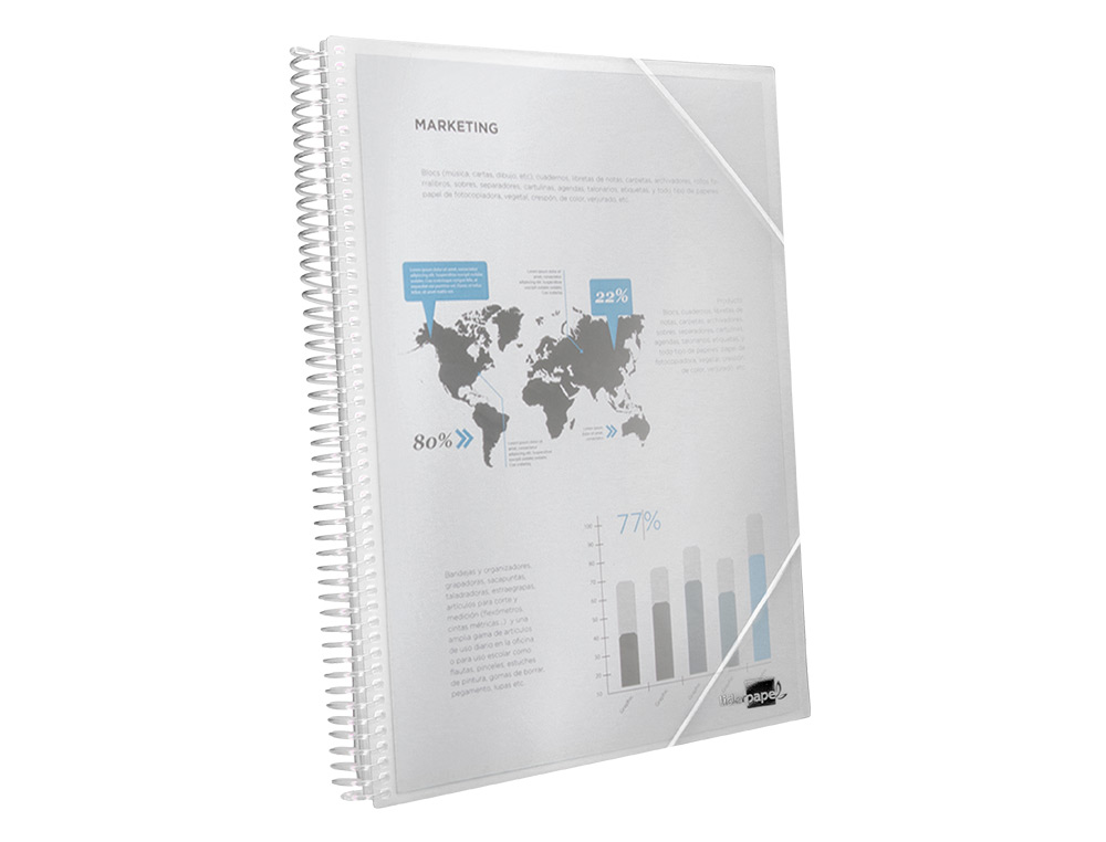 CAPA CATALOGO LIDERPAPEL COM ESPIRAL 80 BOLSAS POLIPROPILENO DIN A4 TRANSPARENTE