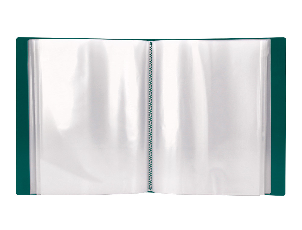 CAPA CATALOGO LIDERPAPEL 40 BOLSAS DIN A4 VERDE TRANSLUCIDO