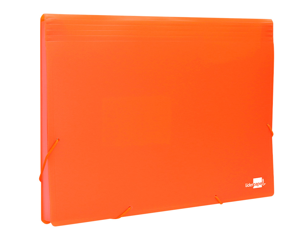 PASTA CLASSIFICADORA COM FOLE LIDERPAPEL POLIPROPILENO DIN A4 LARANJA FLUOR OPACO 13 DEPARTAMENTOS