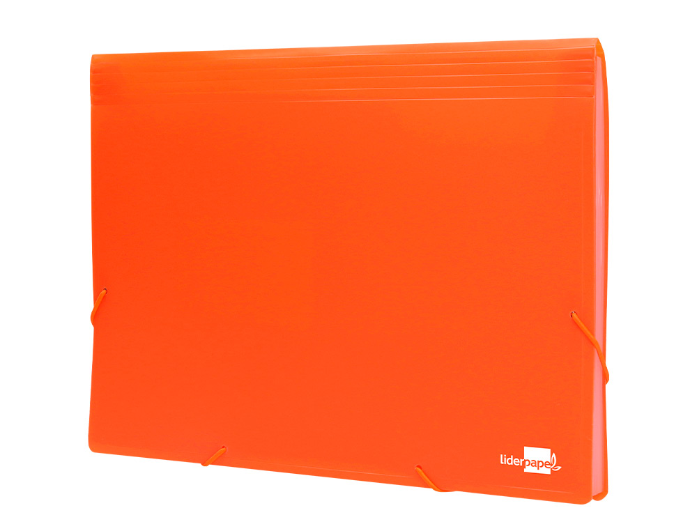 PASTA CLASSIFICADORA COM FOLE LIDERPAPEL POLIPROPILENO DIN A4 LARANJA FLUOR OPACO 13 DEPARTAMENTOS