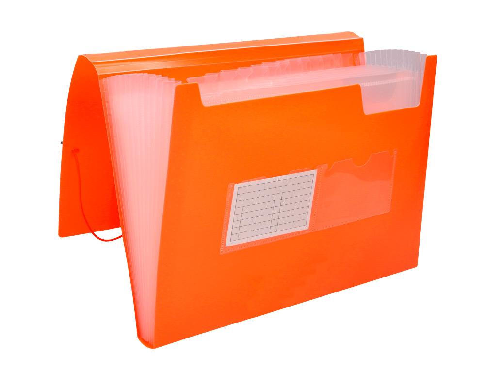 PASTA CLASSIFICADORA COM FOLE LIDERPAPEL POLIPROPILENO DIN A4 LARANJA FLUOR OPACO 13 DEPARTAMENTOS