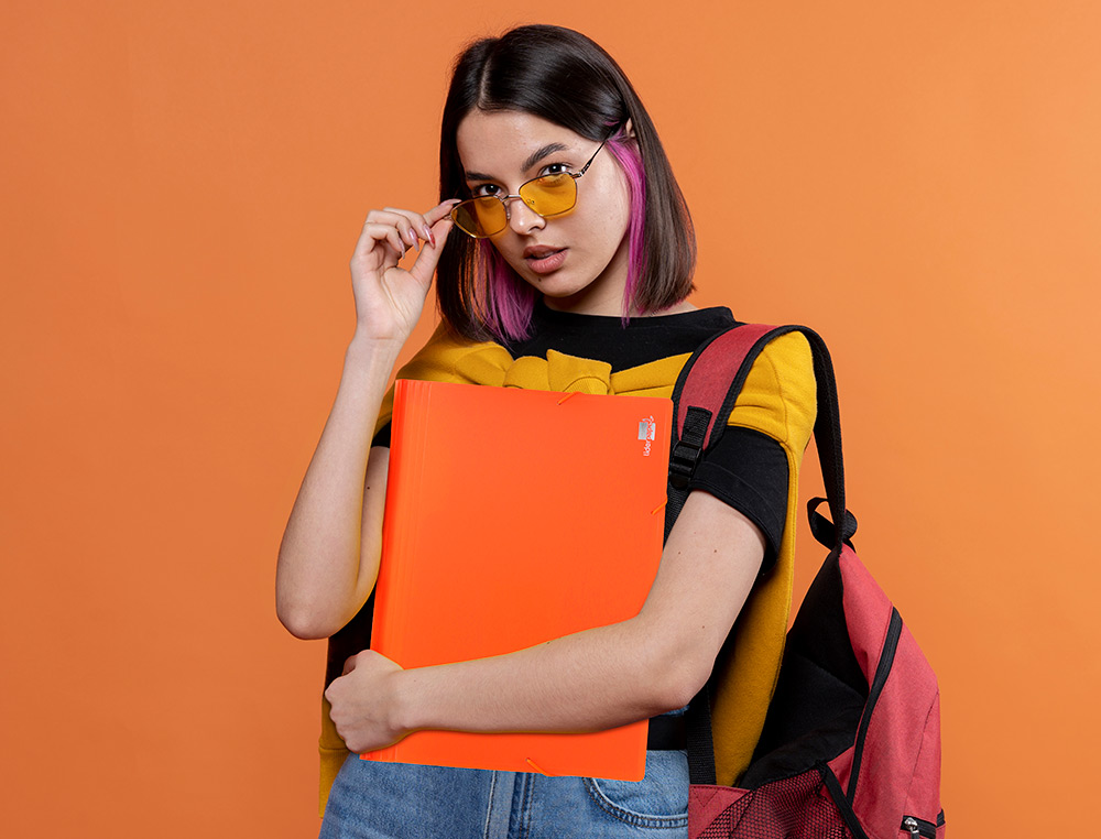PASTA CLASSIFICADORA COM FOLE LIDERPAPEL POLIPROPILENO DIN A4 LARANJA FLUOR OPACO 13 DEPARTAMENTOS