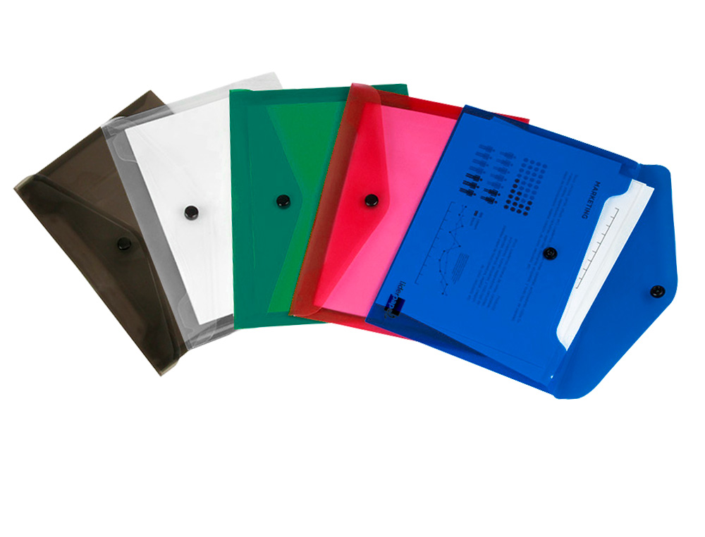 BOLSA PORTA DOCUMENTOS LIDERPAPEL COM MOLA DIN A5 PRETO OPACO