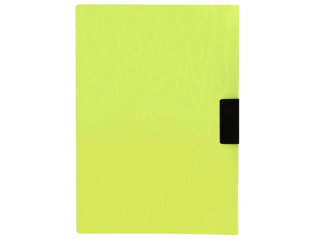 BOLSA DOSSIER LIDERPAPEL COM CLIP LATERAL DIN A4 AMARELO FLUOR OPACO 30 FOLHAS
