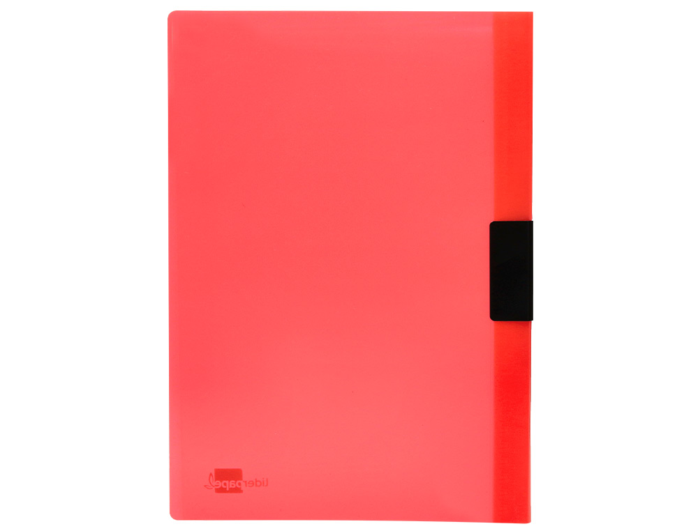 BOLSA DOSSIER LIDERPAPEL COM CLIP LATERAL DIN A4 VERMELHO TRANSLUCIDO 60 FOLHAS