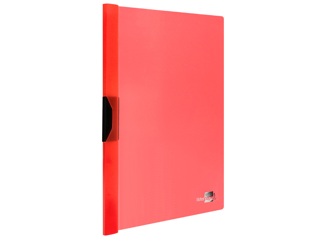BOLSA DOSSIER LIDERPAPEL COM CLIP LATERAL DIN A4 VERMELHO TRANSLUCIDO 60 FOLHAS