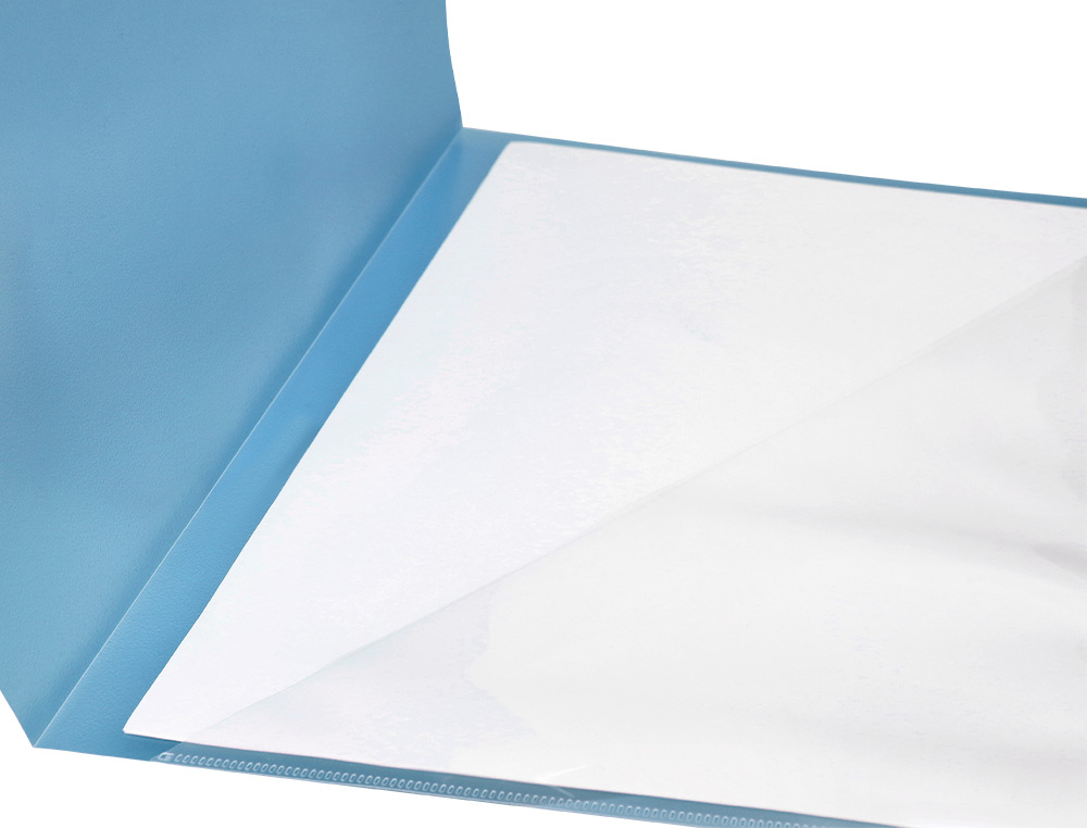 BOLSA DOSSIER LIDERPAPEL DIN A4 POLIPROPILENO 180 MICRONS CELESTE OPACO 20 FOLHAS