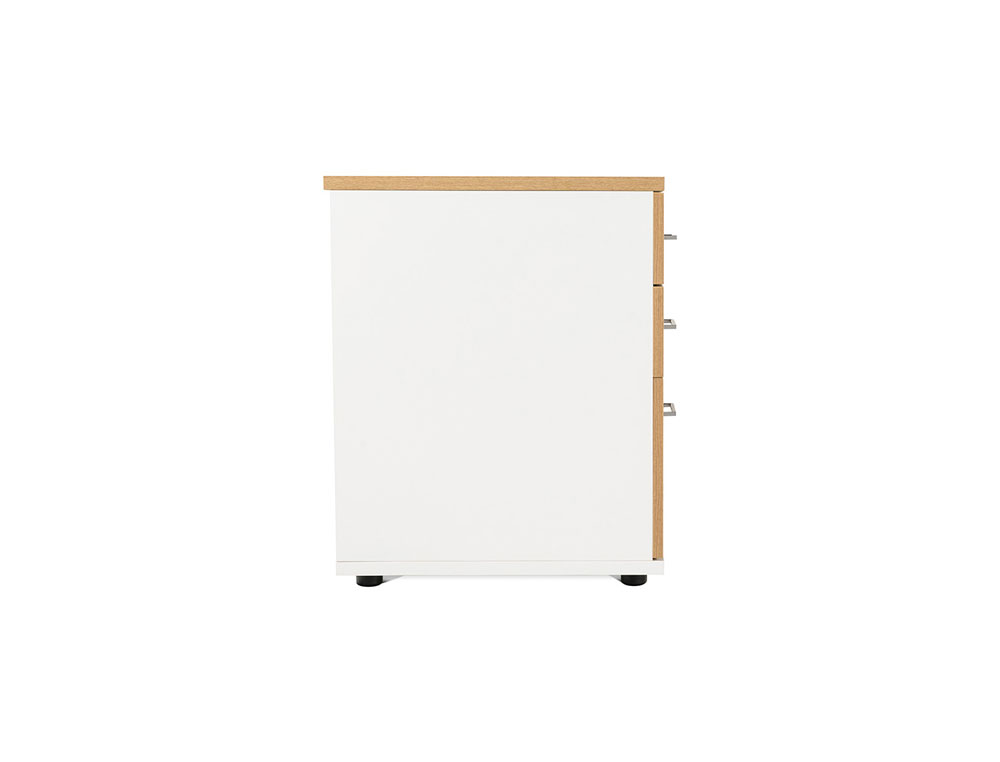 ARMARIO ROCADA COM TRES GAVETAS SERIE STORE 60X50X72 CM ACABAMENTO AB04 ALUMINIO/BRANCO