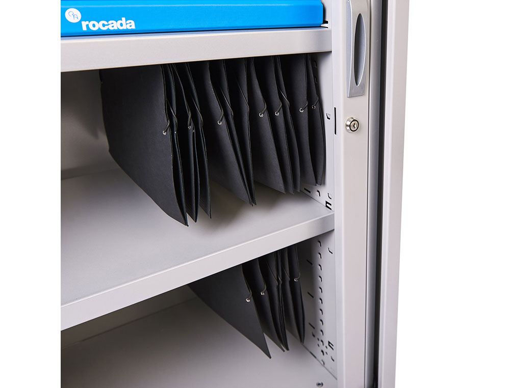 ARMARIO METALICO ROCADA DOIS PORTAS TIPO PERSIANA INCLUI UMA PRATELEIRA SERIE STORE 80X75X45 CM ACABAMENTO AC00 CINZA/CI