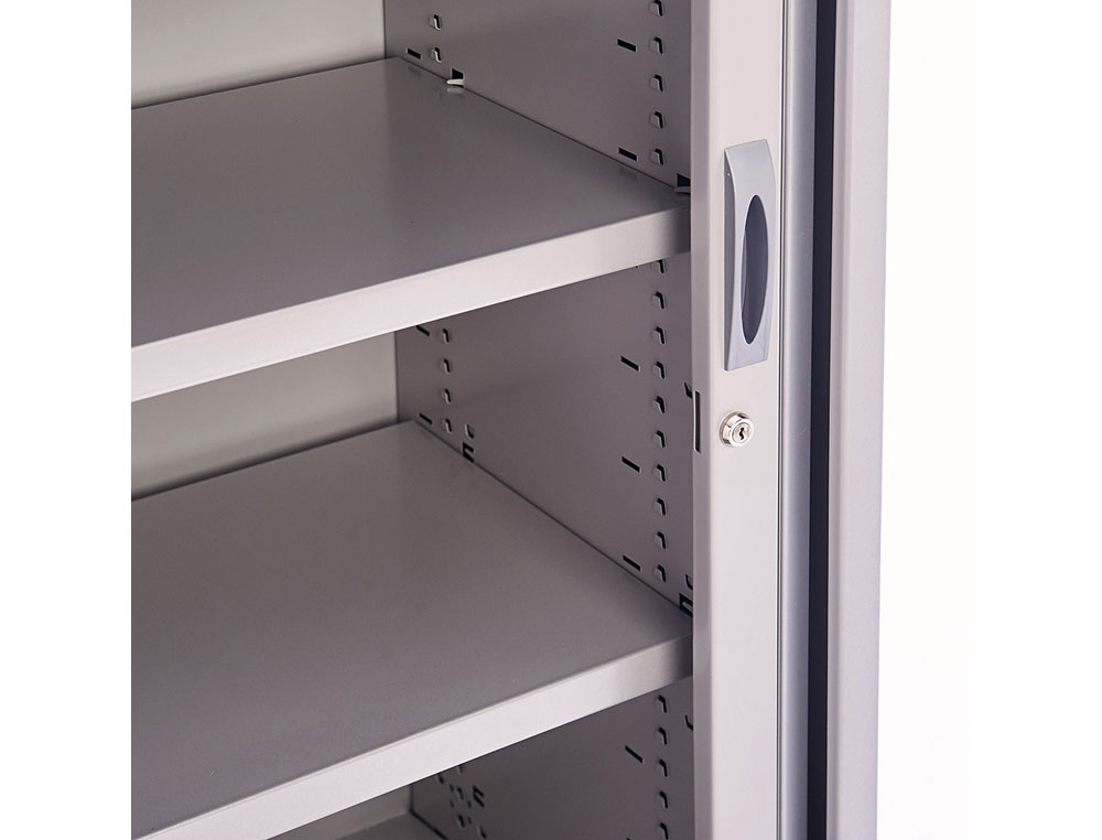 ARMARIO METALICO ROCADA DOIS PORTAS TIPO PERSIANA INCLUI UMA PRATELEIRA SERIE STORE 80X75X45 CM ACABAMENTO AC00 CINZA/CI