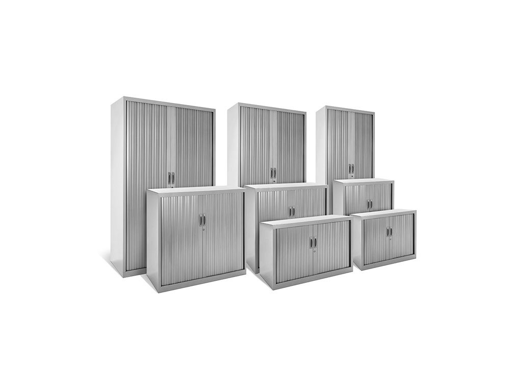 ARMARIO METALICO ROCADA DOIS PORTAS TIPO PERSIANA INCLUI UMA PRATELEIRA SERIE STORE 80X75X45 CM ACABAMENTO AC00 CINZA/CI