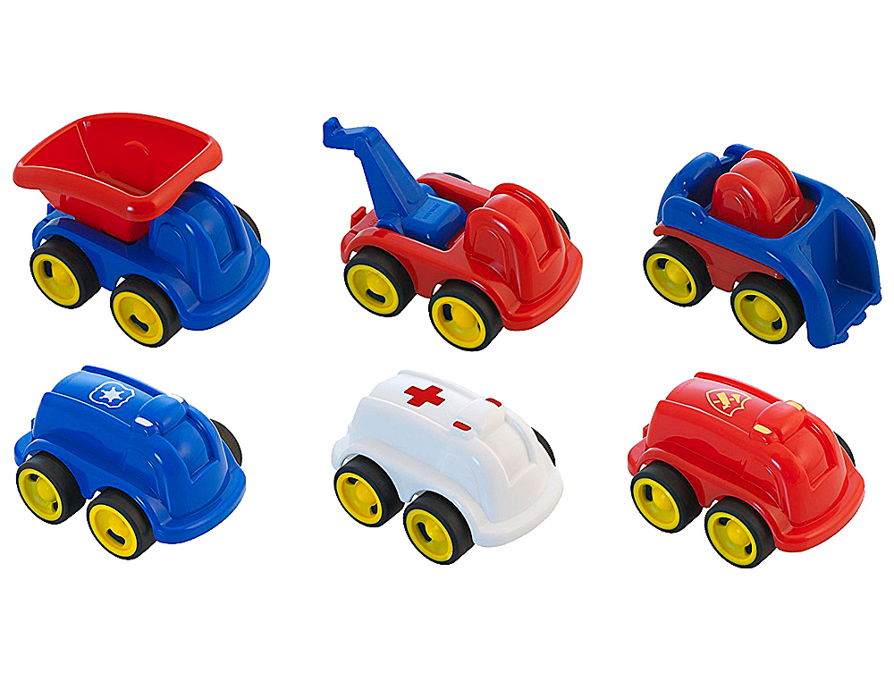 JOGO DIDATICO MINILAND COM 10 VEICULOS PROFESSIONAIS FLEXIVEIS PARA TRABALHAR A EDUCACAO VIAL