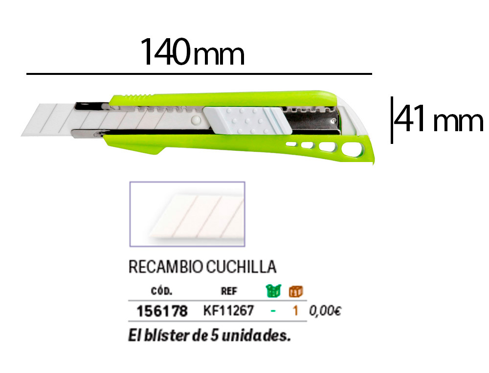 X-ATO Q-CONNECT LARGO DE PLÁSTICO LAMINA DE CERAMICA 18 MM DE LARGURA COMPRIMENTO 140 MM BLISTER DE 1 UNIDADE