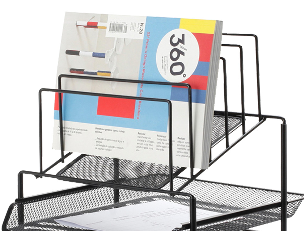 TABULEIRO DE SECRETARIA Q-CONNECT DE ENVELOPES METALICA PRETA 3 BANDEJAS 300X350X420 MM