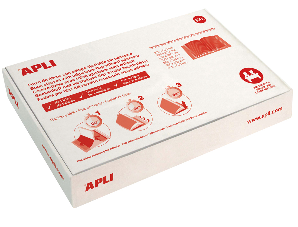 FORRA LIVROS APLI PVC COM ABA AJUSTAVEL ADESIVO 285X530 MM