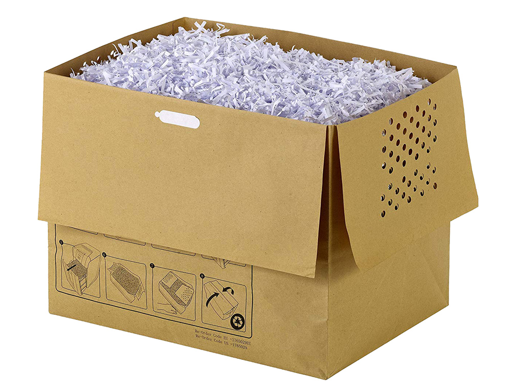 BOLSA DE RESIDUOS REXEL RECICLAVEL PARA DESTRUIDORA AUTO+300X CAPACIDADE 40 L PACK DE 20 UNIDADES 400X295X315 MM