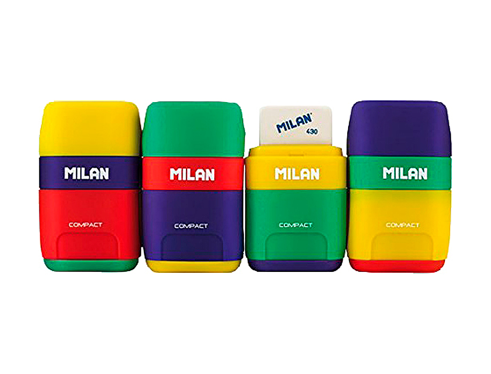 APARA LAPIS MILAN PLASTICO 2 USOS COM BORRACHA COMPACT MIX