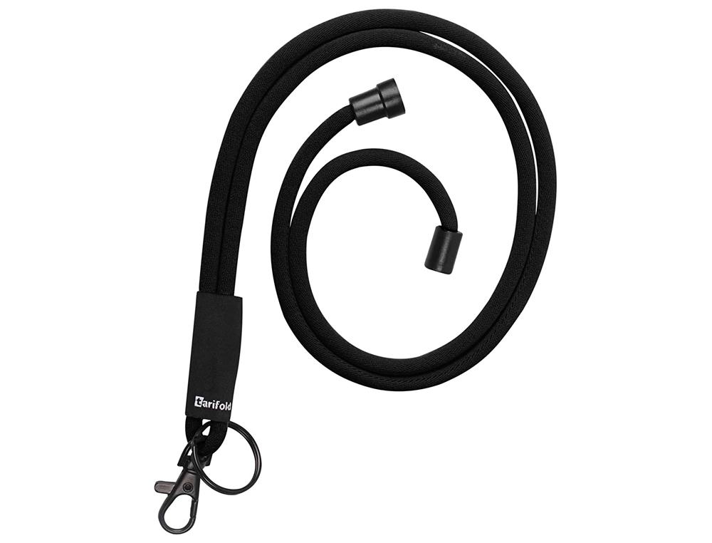 CORDAO PARA IDENTIFICADOR DJOIS TEXTIL COM CHAVEIRO E MOSQUETAO 43 CM PRETO PACK DE 10 UNIDADES