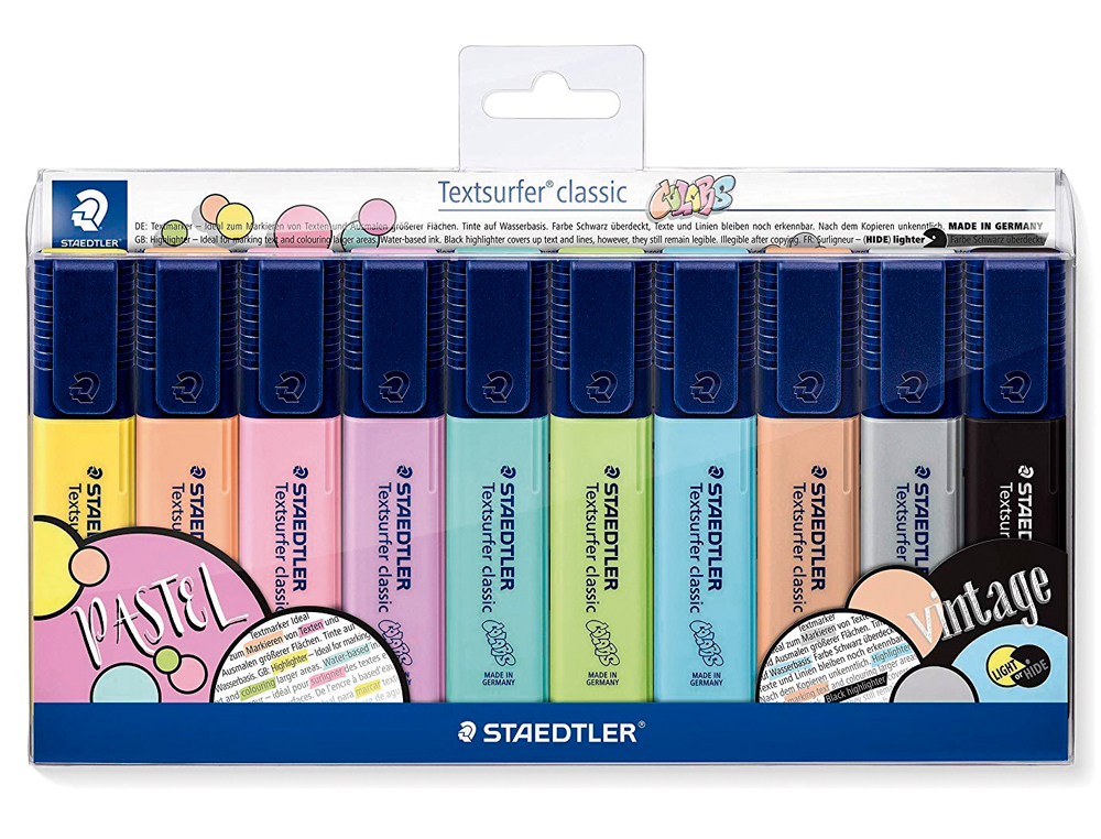 MARCADOR TEXTSURFER CLASSIC 364 PASTEL & VINTAGE BOLSA DE 10 UNIDADES CORES SORTIDAS