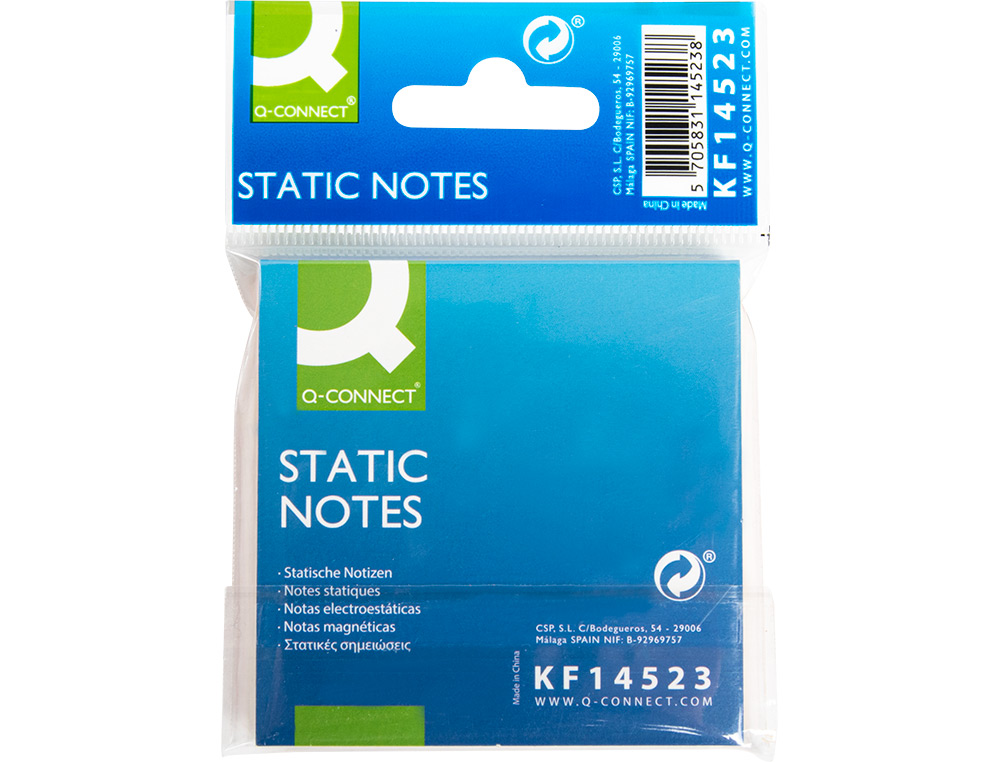 BLOCO DE NOTAS MAGNETICAS Q-CONNECT 70X70 MM 100 FOLHAS 5 CORES FLUORESCENTES