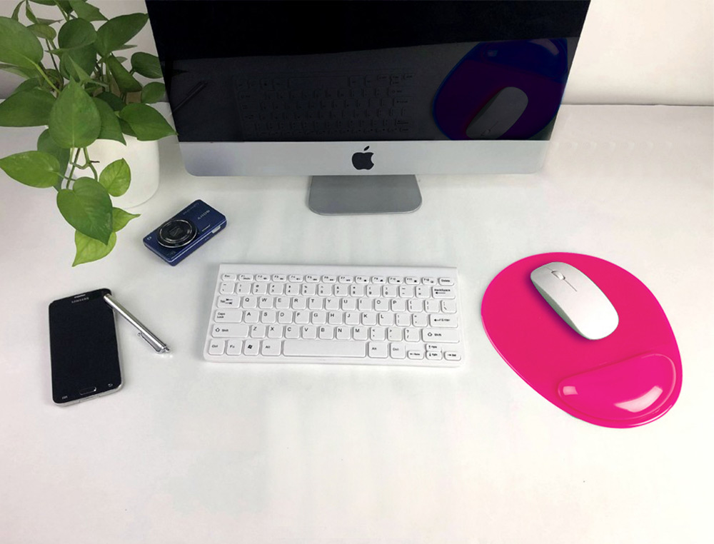 TAPETE PARA RATO Q-CONNECT COM APOIO DE PULSOS DE GEL E PVC COR ROSA