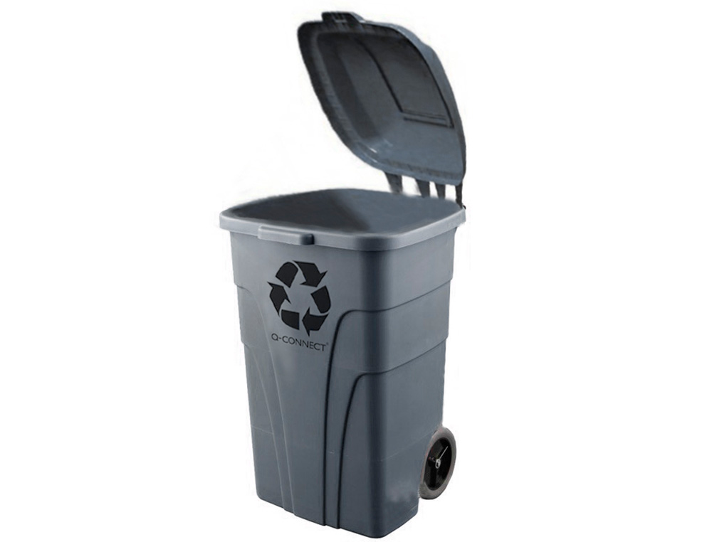 CONTENTOR DE LIXO Q-CONNECT PLASTICO COM 2 RODAS COR CINZA COM CAPACIDADE PARA 240 LITROS