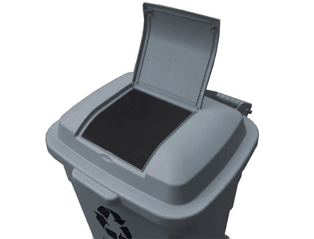 CONTENTOR DE LIXO Q-CONNECT PLASTICO COM 2 RODAS COR CINZA COM CAPACIDADE PARA 240 LITROS