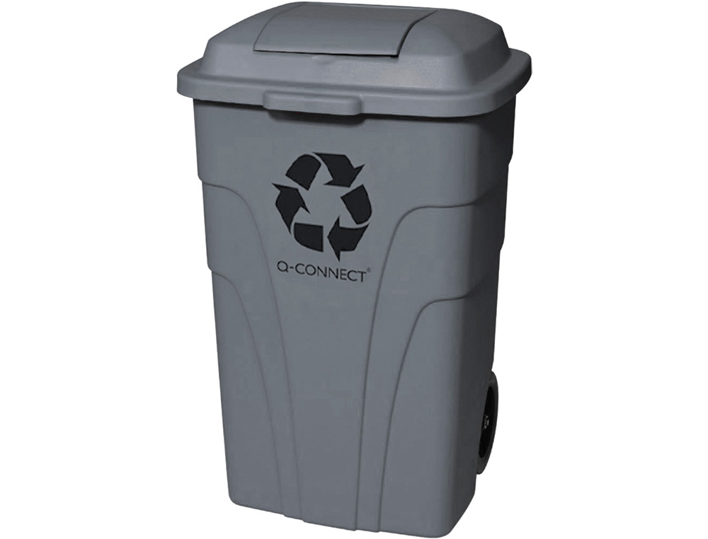 CONTENTOR DE LIXO Q-CONNECT PLASTICO COM 2 RODAS COR CINZA COM CAPACIDADE PARA 240 LITROS
