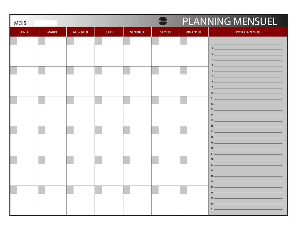 PLANNING MAGNETICO BI-OFFICE MENSAL LACADO MOLDURA EM ALUMINIO 60X45 CM