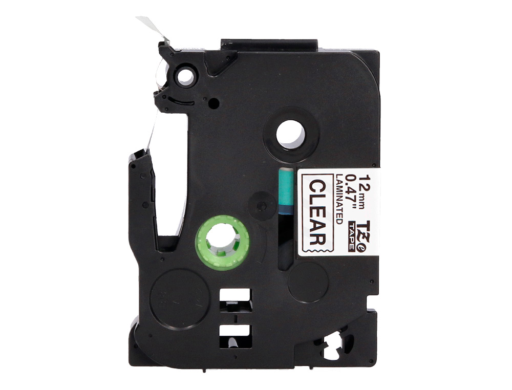 FITA Q-CONNECT TZE-131 TRANSPARENTE-PRETA 12MM COMPRIMENTO 8 MT