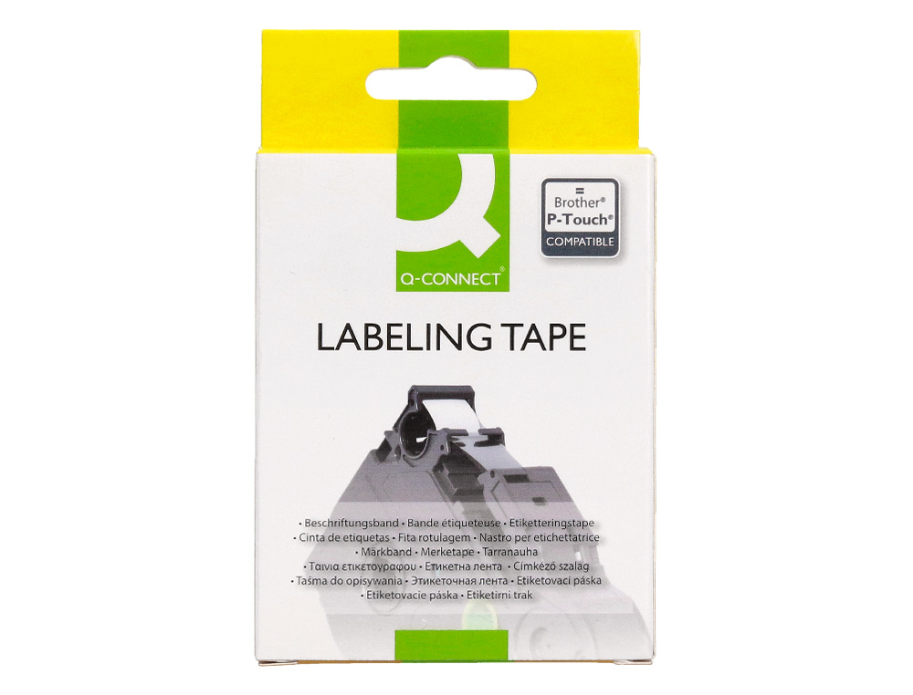 FITA Q-CONNECT TZE-211 BRANCA-PRETA 6MM COMPRIMENTO 8 MT