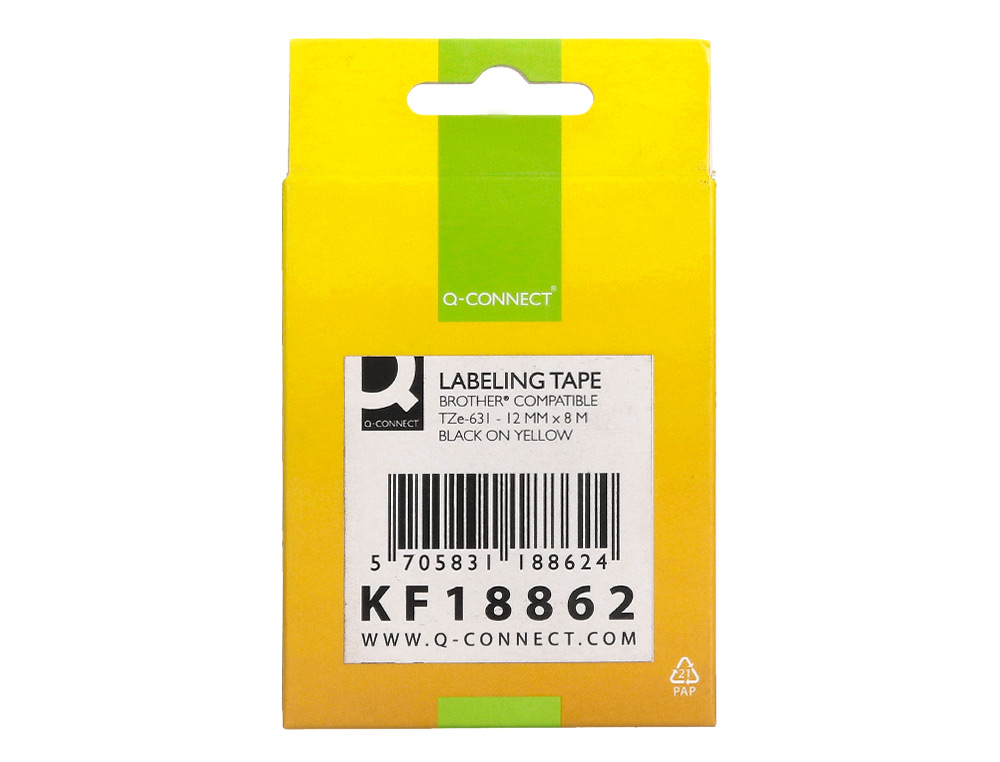 FITA Q-CONNECT TZE-631 AMARELO-PRETA 12MM COMPRIMENTO 8 MT