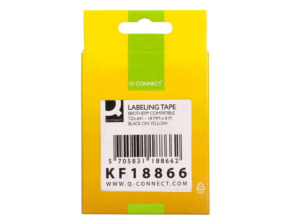 FITA Q-CONNECT TZE-641 AMARELO-PRETA 18MM COMPRIMENTO 8 MT