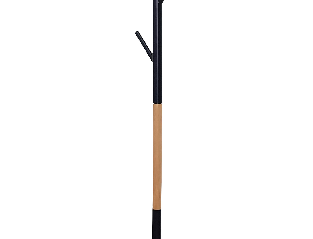 CABIDE METALICO Q-CONNECT PRETO COM DETALHES DE MADEIRA 5 SUPORTES 177X28,5 CM