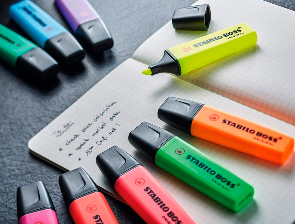MARCADOR FLUORESCENTE STABILO BOSS 70 ESTOJO DE 4 UNIDADES CORES SORTIDAS