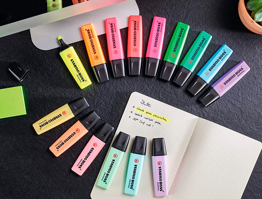 MARCADOR FLUORESCENTE STABILO BOSS 70 ESTOJO DE 4 UNIDADES CORES SORTIDAS