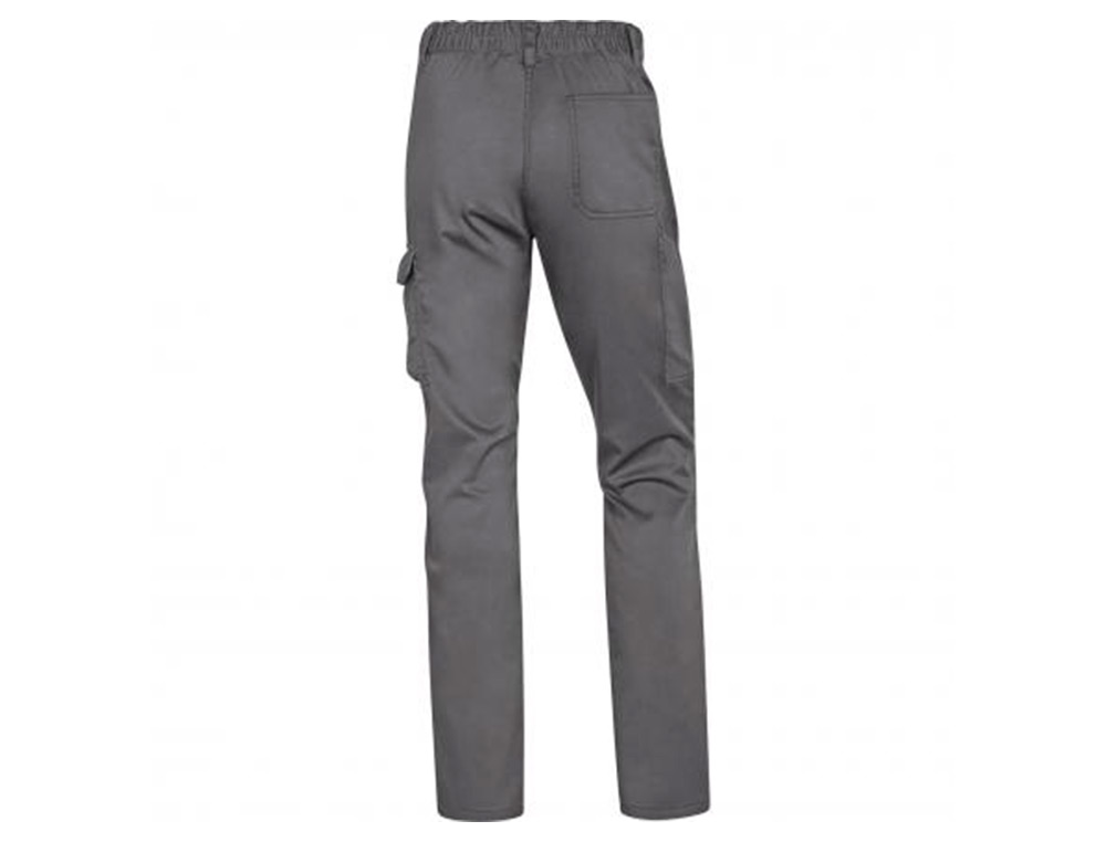 CALCAS DE TRABALHO DELTAPLUS CINTURA ELASTICA 5 ESTOJOS COR CINZA / PRETO TAMANHO S