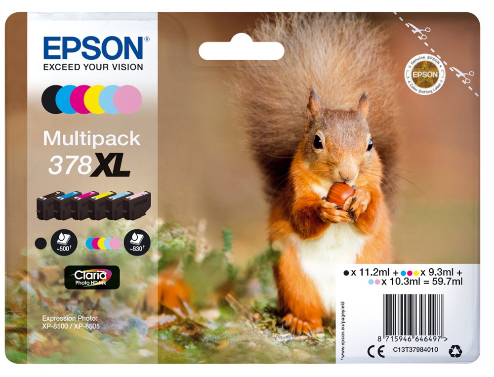 TINTEIRO EPSON 378 XL EXPRESSION HOME XP-8605 / 15000 / 8500 PRETO AMARELO CIAN MAGENTA CIAN CLARO