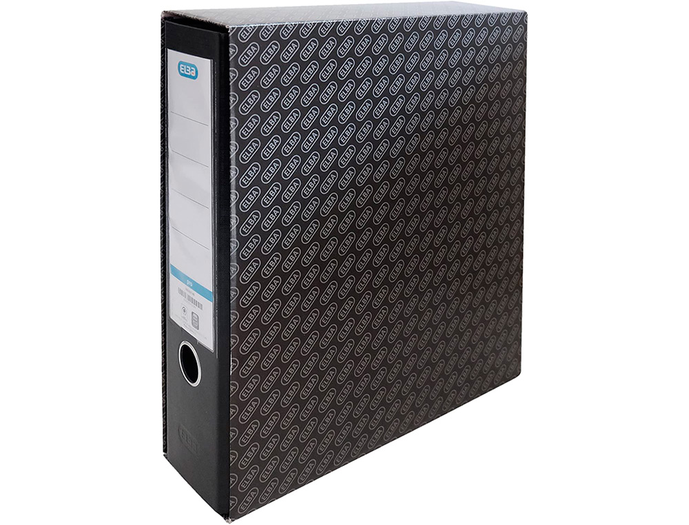 CAIXA PARA PASTA DE ARQUIVO DE ALAVANCA ELBA CARTAO FORRADO DIN A4 LOMBADA 85 MM PRETO