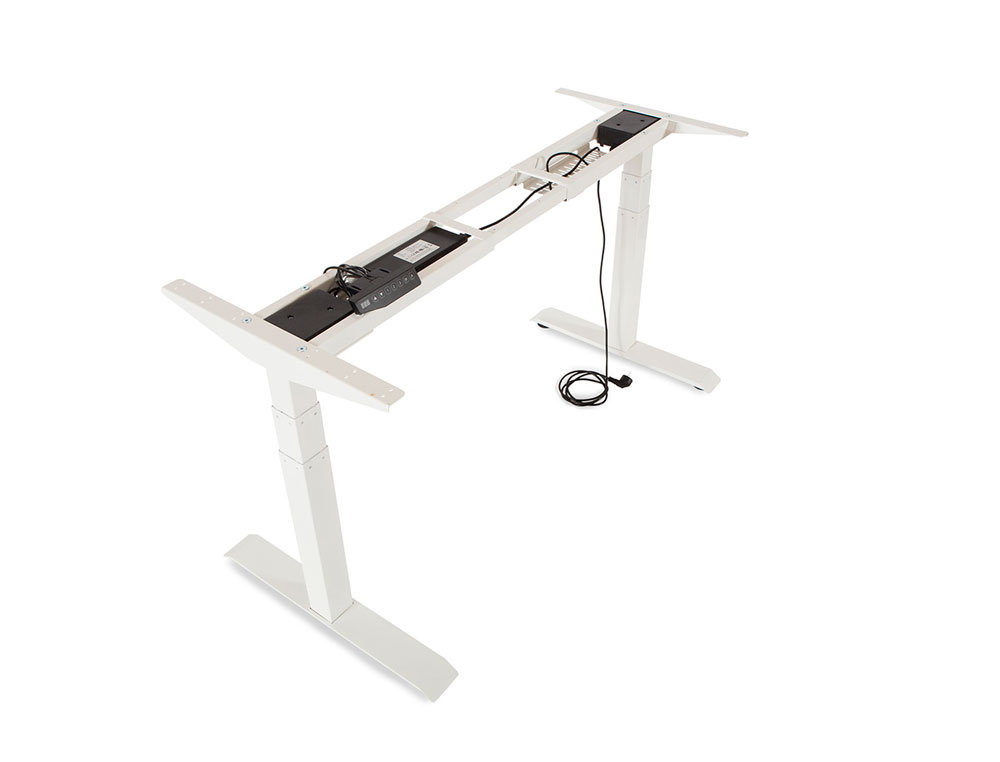 MESA ROCADA REGULAVEL EM ALTURA ELECTRICAMENTE ATE 129 CM ESTRUTURA DE ACO NO TAMPO 180 CM COR CINZA
