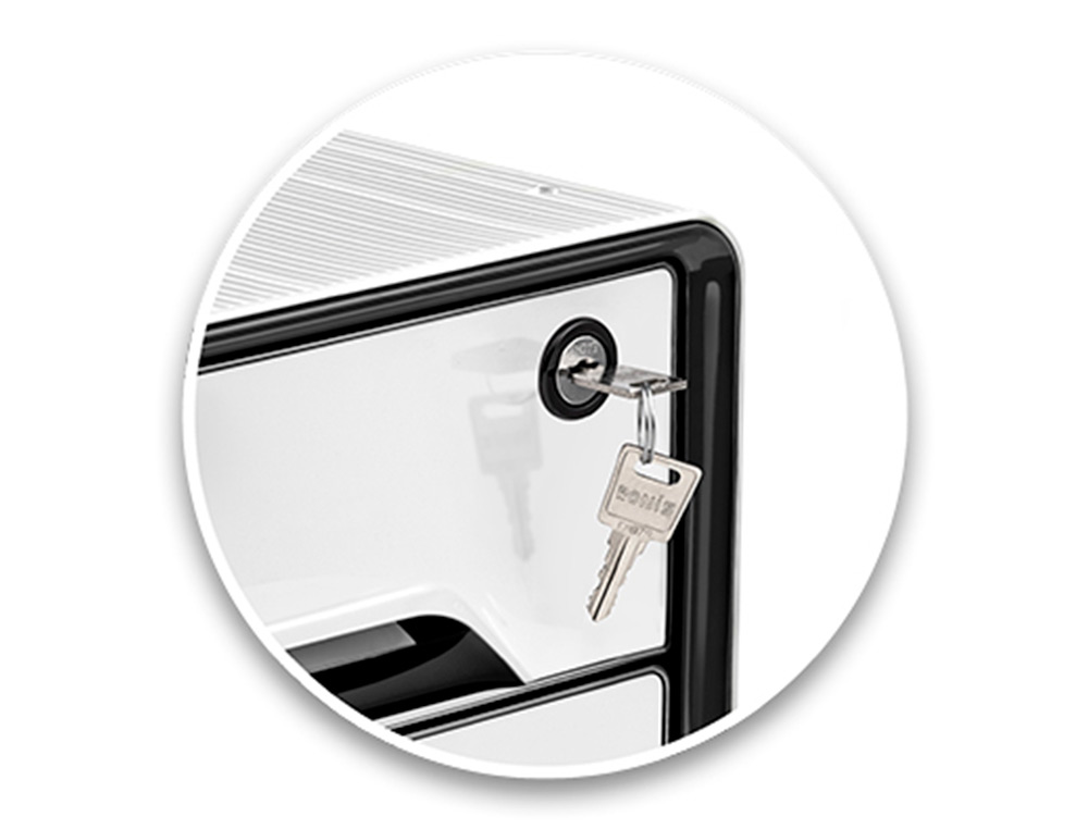 BLOCO CLASSIFICADOR DE GAVETAS CEP SMOOVE SECURE COM FECHADURA 4 GAVETAS COR BRANCO/PRETO 288X360X270 MM