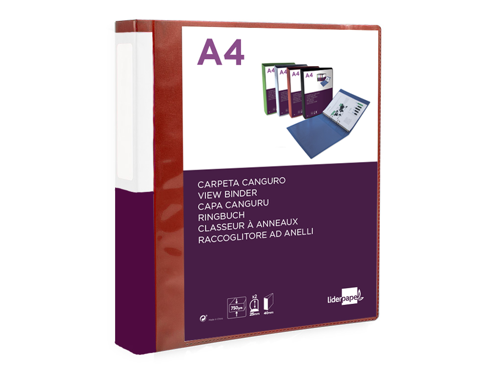PASTA CANGURU LIDERPAPEL POLIPROPILENO DIN A4 2 ANEIS 25 MM MISTOS VERMELHO TRANSLUCIDO