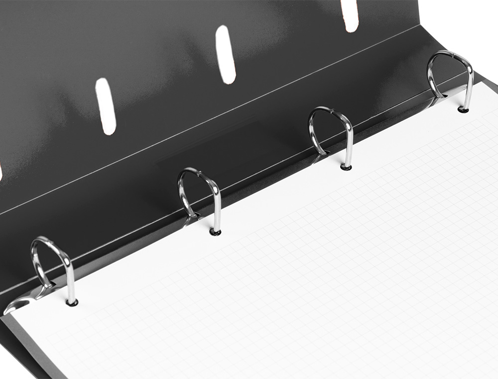 PASTA LIDERPAPEL COM RECARGA POLIPROPILENO DIN A4 4 ANEIS 25MM QUADRICULA 5MM PRETO OPACO