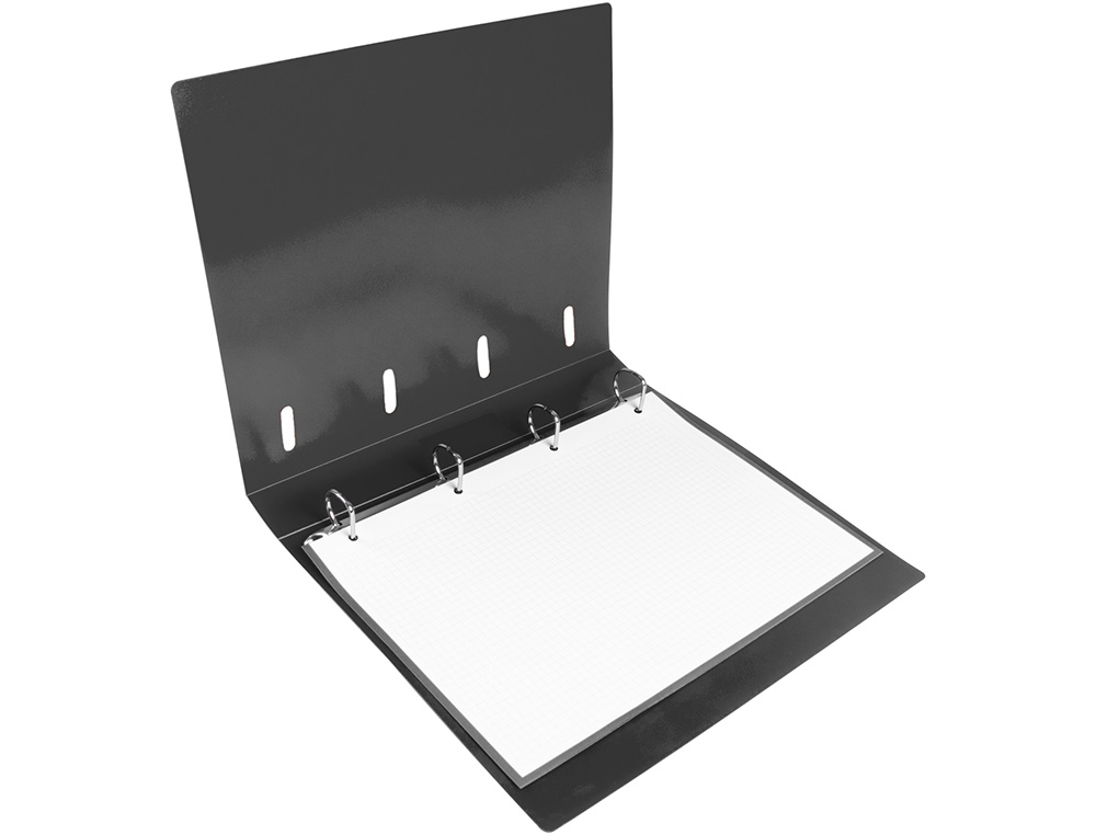 PASTA LIDERPAPEL COM RECARGA POLIPROPILENO DIN A4 4 ANEIS 25MM QUADRICULA 5MM PRETO OPACO