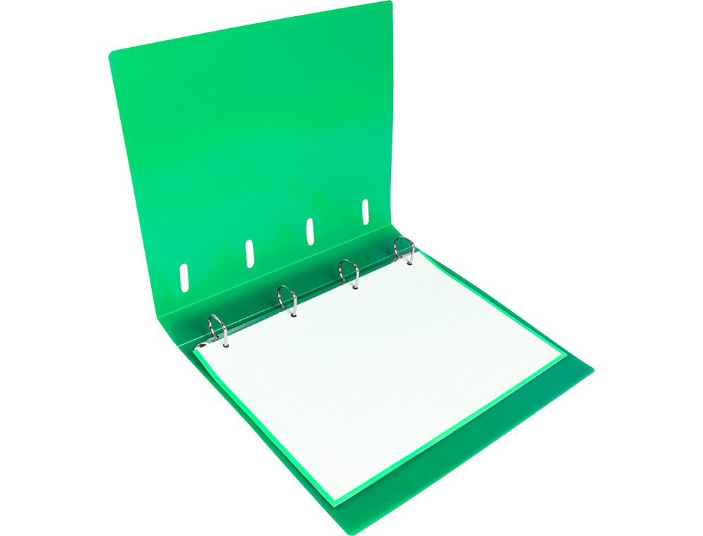 PASTA LIDERPAPEL COM RECARGA POLIPROPILENO DIN A4 4 ANEIS 25MM QUADRICULA 5MM VERDE TRANSLUCIDO