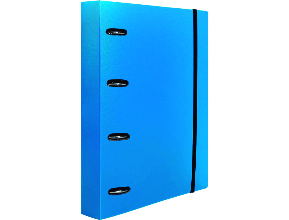 PASTA LIDERPAPEL COM RECARGA POLIPROPILENO DIN A4 4 ANEIS 40MM QUADRICULA 5MM AZUL TRANSLUCIDO
